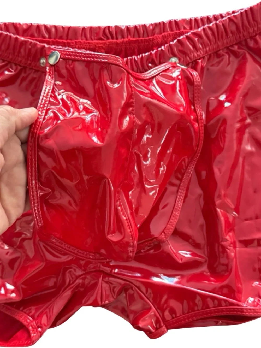 Red Glossy High‑Shine Shorts – S/M – Festival / Rave Wear